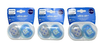 Philips Avent Ultra Air Pacifier, 6-18 months, Blue-LOT OF 6