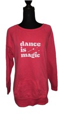 Covet Dance Medium ?Dance Is Magic? Long Sleeve Pullover Pink & White Swetashirt