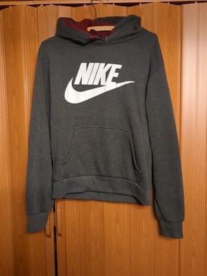 Vtg Nike Boys Large Spellout Hoodie Center Swoosh Grey 