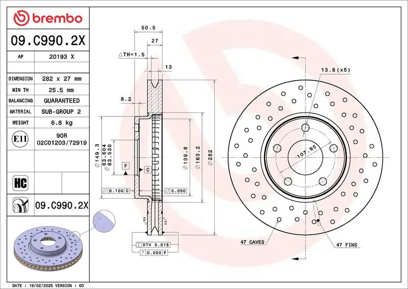 Brembo Bremsscheibe 09.C990.2x, 1 Stück - Bild 2