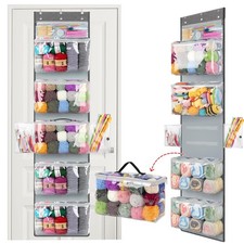 Hanging Yarn Storage Organizer, Over The Door Storage w/Large Capacity Knitti...