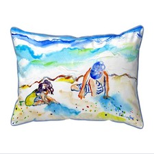 Betsy Drake Playing in Sand Large Indoor Outdoor Pillow 16x20