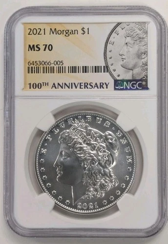 2021 P Morgan Silver Dollar NGC MS70- 100th Anniversary #Z346