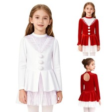 Kids Girls Christmas Dance Tutu Dress Snowman Santa Cosplay Costume Xmas Party