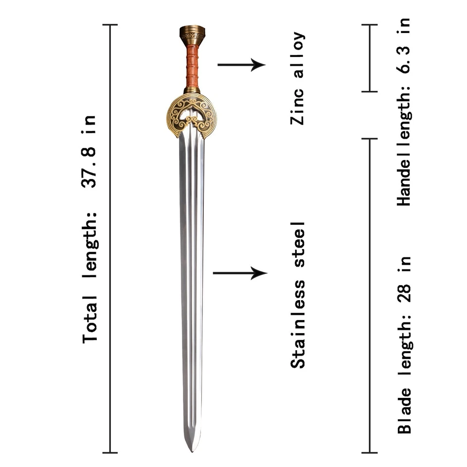 Espada del Rey Theoden de Rohan con tablero de exhibición, hoja de acero inoxidable, cosplay. Foto 2 de 4