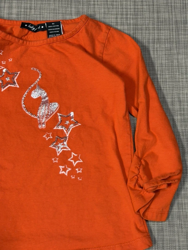 Camisa de manga comprida vintage Y2K meninas Todler tamanho 6x bebê phat strass deslumbrante - Imagem 4 de 4