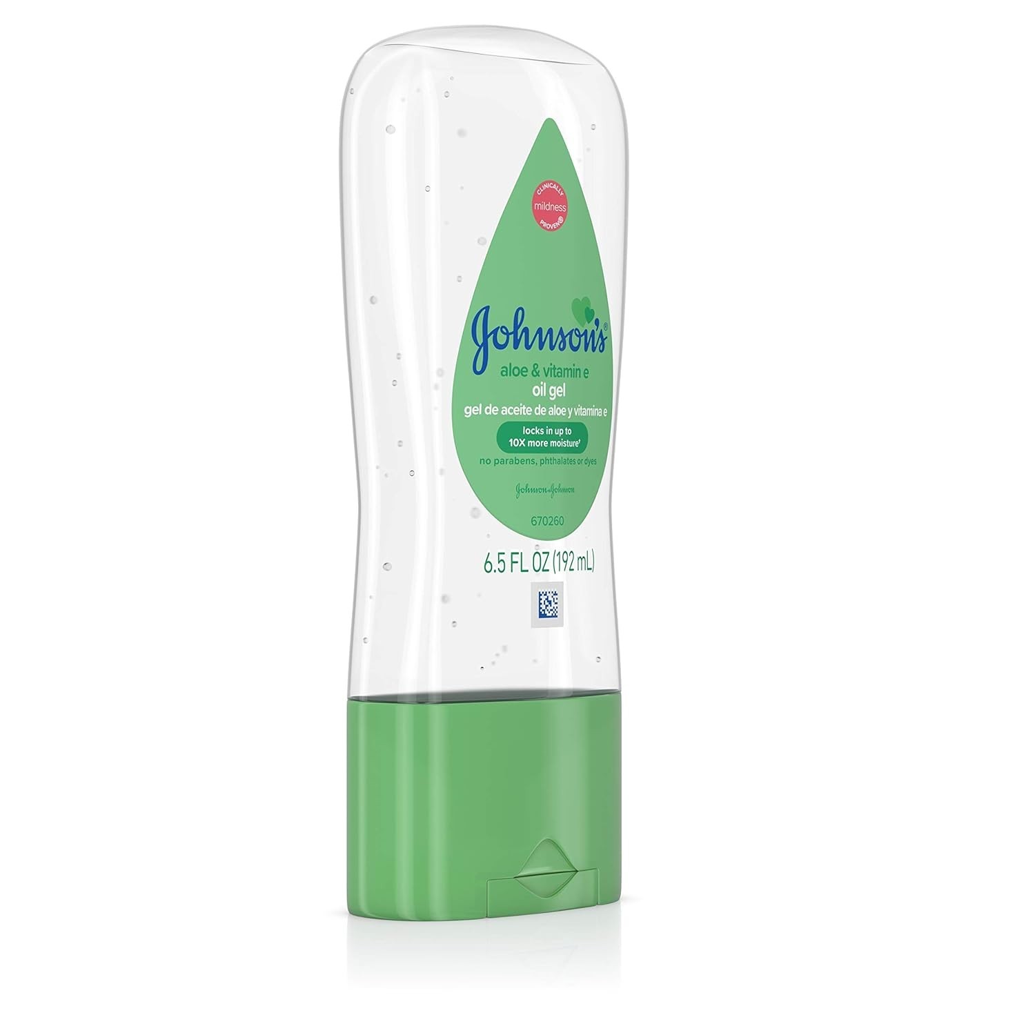 Johnson's Baby Oil Gel with Aloe Vera & Vitamin E, Baby Skin Care, 6.5 oz.