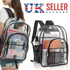 Large Transparent Backpack PVC Clear Waterproof Travel School Bag Work Rucksack