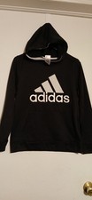 Adidas Hoodie Youth Large 14/16 Black Camo Pullover Logo Sweatshirt Front Pocket