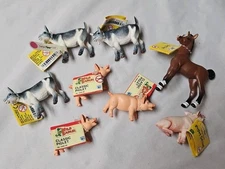 NWT Safari Ltd Farm Animal Figures Piglets Goats Foal some Vtg 1990's  Lot (8)