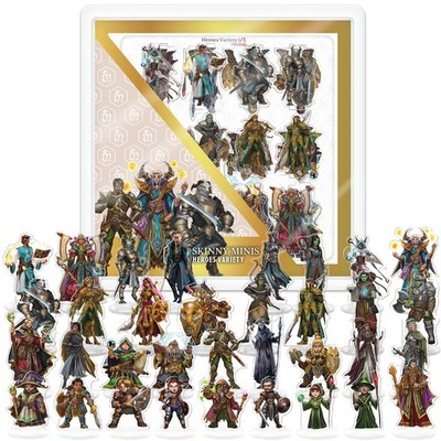 Fantasy Heroes Variety, 36 Flat Minis for Tabletop Game, DND Compatible 2D Mi...