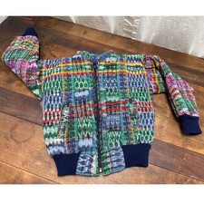 Vintage Patchwork Ikat Pattern Bomber Jacket Colorful Artisanal 4T  No Size Tag