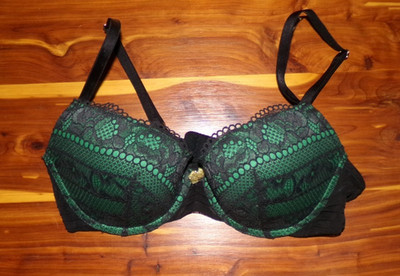 Adore Me Push-Up Black Lace over Green bra size 32D