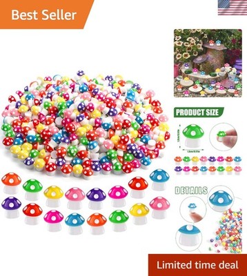 100pcs  Mini Resin Mushrooms in 8 Colors for Decorative Micro Landscapes