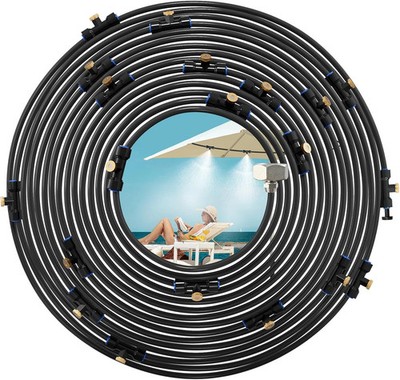 Misting Cooling System, 26FT (8M) Misting Line + 7 Brass Mist Nozzles + Brass Ad
