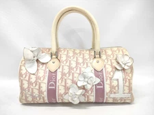 Christian Dior Hand Bag Mini Boston Trotter Flower Pink Canvas