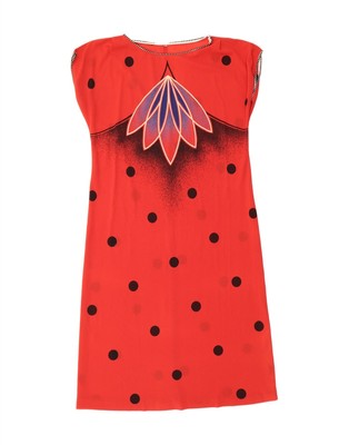 VINTAGE Damen durchsichtiges Etuikleid IT 44 Medium rot gepunktet DJ29