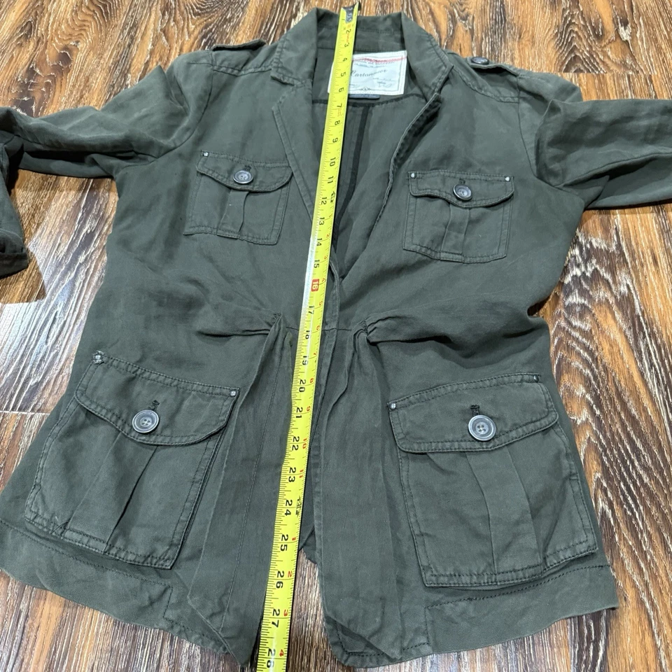 ANTHROPOLOGIE Cartonnier сафари зеленый 3/4 рукав куртка женщин размер 10 льняной - Изображение 4 из 4