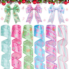6 Roll 30 Yards Christmas Ribbon Wired 1.97 Inch Gingerbread Nutcracker Snowflak