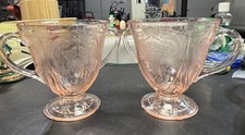 Vintage HAZEL ATLAS Pink ROYAL LACE Depression Glas Footed Open Sugar Bowl