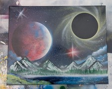 Event Horizon Valley. 16x20  Inch Canvas Spray Paint Art. Original Work signed. 