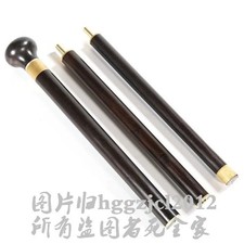 Portable Natural Ebony Wood Walking Stick Packable Cane 3 Sections Combined Tool