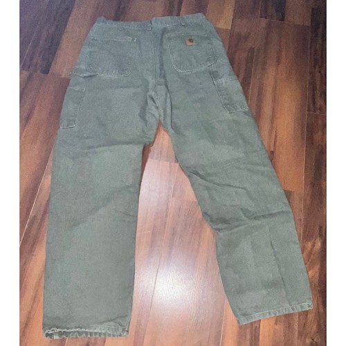 Carhartt B111-MOS Pants Men's 36x32 Moss Green Cotton Canvas Carpenter Lined - Picture 2 of 7