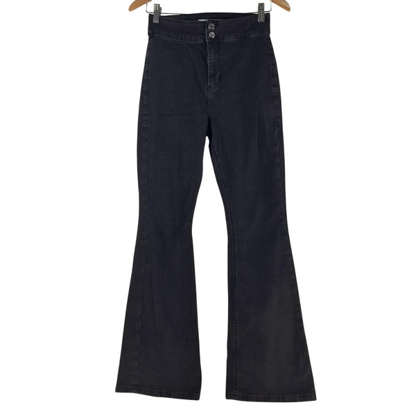 Topshop Jeans Womens 30 Grey High Rise Slim Flare Petite Stretch Denim 133855