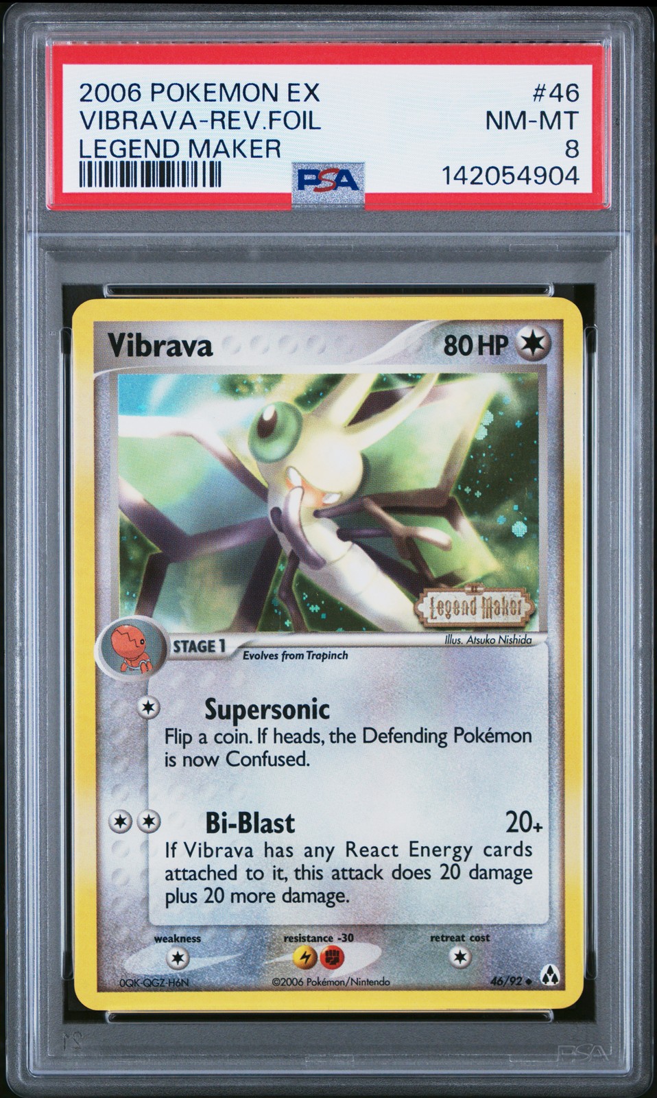2006 POKEMON EX LEGEND MAKER #46 VIBRAVA-REVERSE FOIL PSA 8