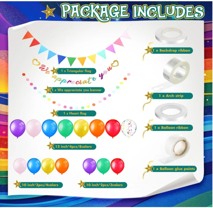 Foilswirl Multicolor Empleado Jubilación Apreciación Fiesta Decoraciones Set Foto 2 de 4