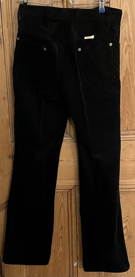 Vintage 1979s Flared Black Canvas Jeans - Size W30 L32 - Faulty Waistband Button - Image 4 of 4