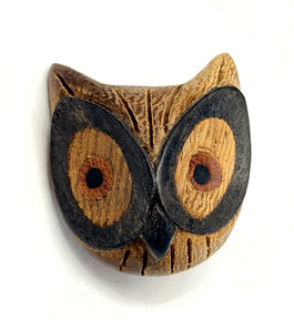 Vintage Wood OWL FACE Button - 1-1/8" (S32)