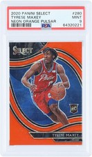 Tyrese Maxey 76ers '20-21 Panini Select Neon Orange #280 13/15 PSA 9 Rookie Card