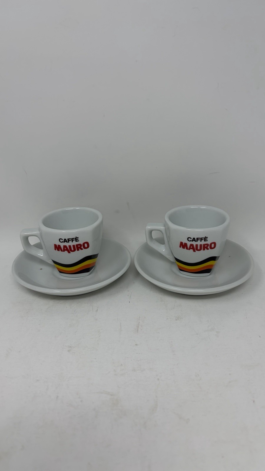 Vintage Mauro Espresso Cup & Saucers1970s Mauro Logo Porcelain Italy