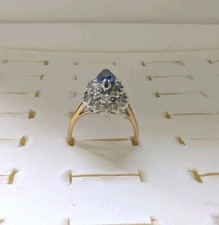 Vintage Gold / Silver Tone Marquise Cut Cluster Ring