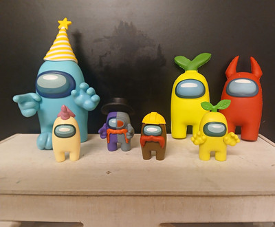 Among Us Multicolor Crewmate Figure Lot Set 7 Characters Mixed Accessories