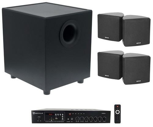 Rockville 70v Commercial Amplifier+(4) Cube Speakers+Sub For Restaurant/Bar/Cafe - 第 1/12 張圖片