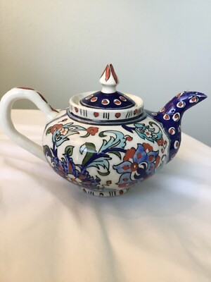 Turkish Floral Teapot Iznik Ceramic Handmade Handpainted Edip Cini 5.10
