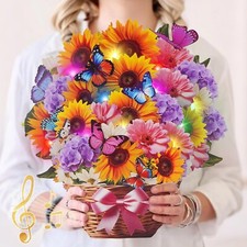 Mothers Day Card,Pop Up Birthday Cards with MUSIC  LIGHTS, 12 Inch Life Sized