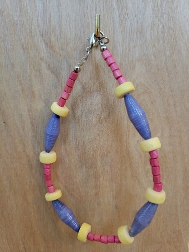 Paper Bead 3 Piece Set-Paper Bead Jewelry - Recycled Jewel -PINK GREEN BLUE - Picture 3 of 6