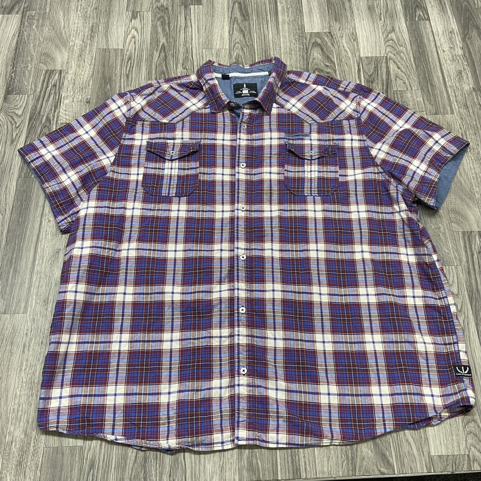BUFFALO Button Down Collared Multi Color Plaid Ca… - image 2