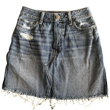 Abercrombie Jean Skirt Size 2 Womens Button Fly Mini Short Denim Vintage Y2K