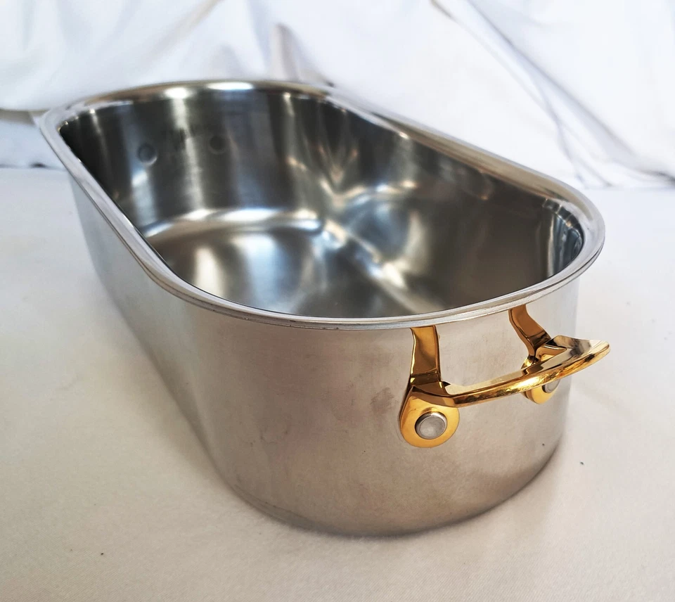 Bräter SPRING Goldstar GL, Deckel Sieb Edelstahl Goldgriffe Fisch 35 x 15x 10cm - Bild 4 von 4