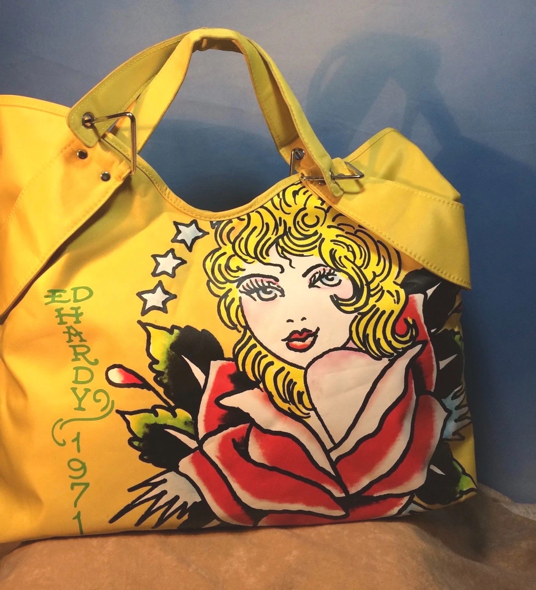 Vintage 1971 Ed Hardy Large Vinyl Yellow Tote | eBay