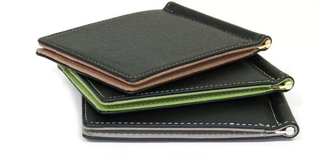 Portafoglio slim portatessere e portabanconote a clip bifold