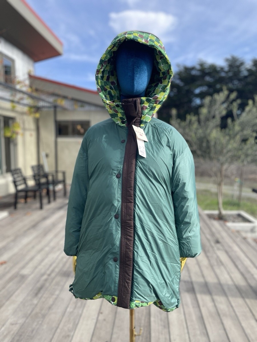 NWT MARNI + Uniqlo Oversized Down Handprinted Green Puffer Jacket