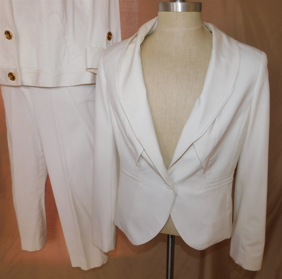 1990s 2000s White Skirt Blazer Suit Workwear 5 Pc LOT Tadashi