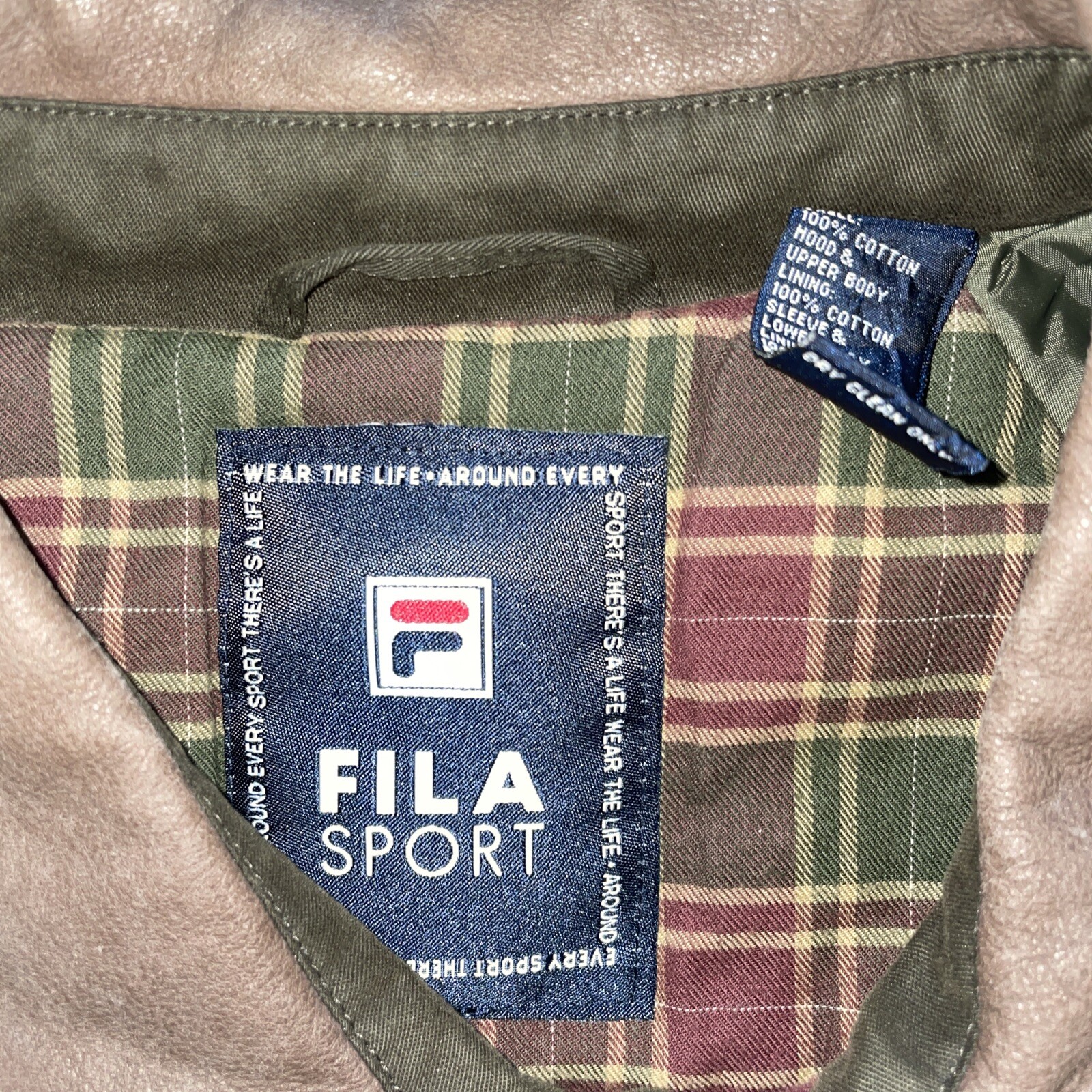 Fila Sport Quilted Green Cotton Jacket Mens L Gem