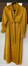 Satin Bow Tied Flare Hem Gold Dress Women's Size XL