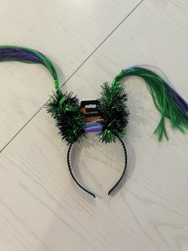 NWT Halloween Adult Headband Black Purple Green Pigtails Tentacles Hair New - Picture 1 of 6